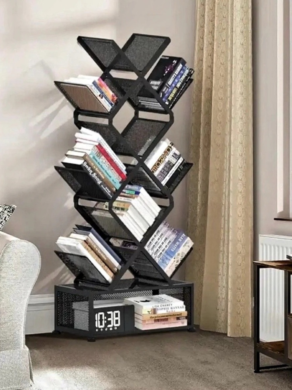 NEW IN BOX Gintan 9-Tier Space Saving Book Shelf with Storage Black